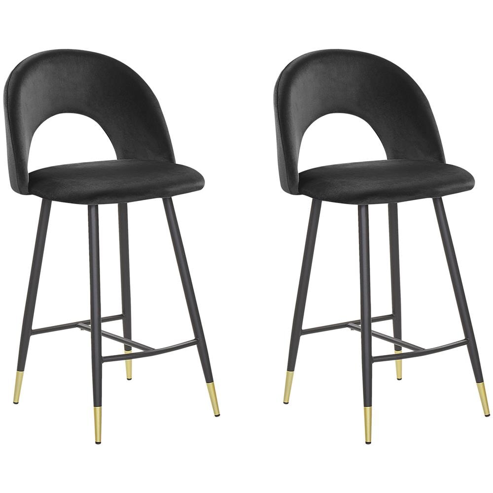 Set Di 2 Sgabelli Da Bar In Velluto Nero Falton - Foto 1