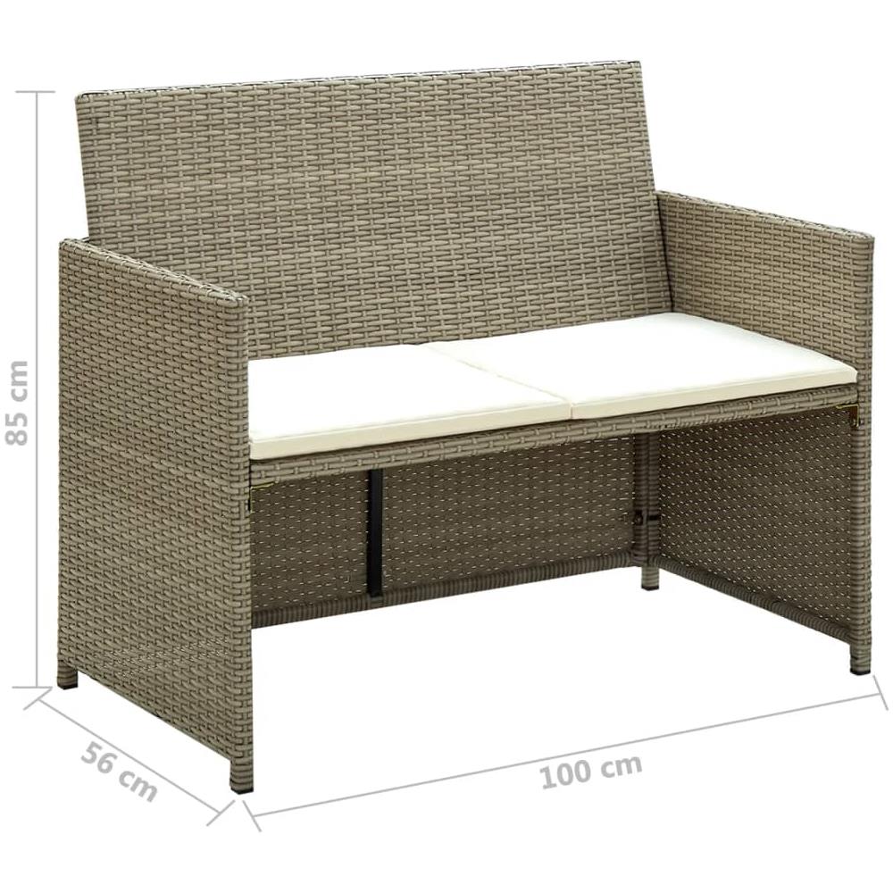 Divano da Giardino a 2 Posti con Cuscini Beige in Polyrattan - Foto 4