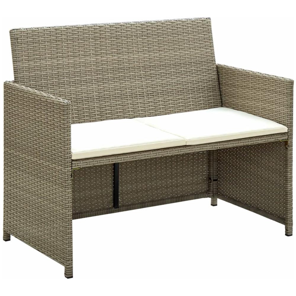 Divano da Giardino a 2 Posti con Cuscini Beige in Polyrattan - Foto 1