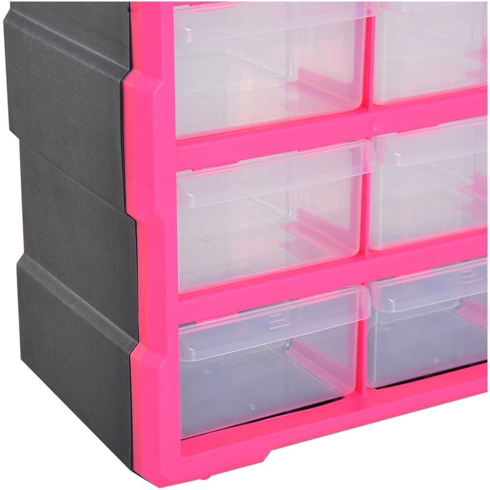 Cassettiera In Plastica Portaminuterie Con 39 Cassetti Trasparenti, Montaggio A Muro O A Terra 38x16x47.5cm Rosa - Foto 2