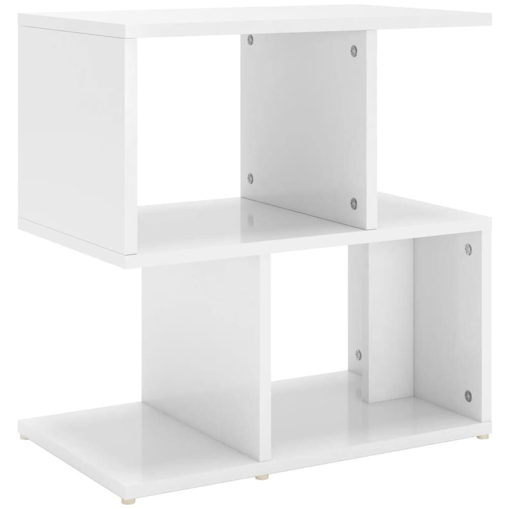 Comodino Bianco Lucido 50x30x51,5 cm in Legno Multistrato - Foto 2