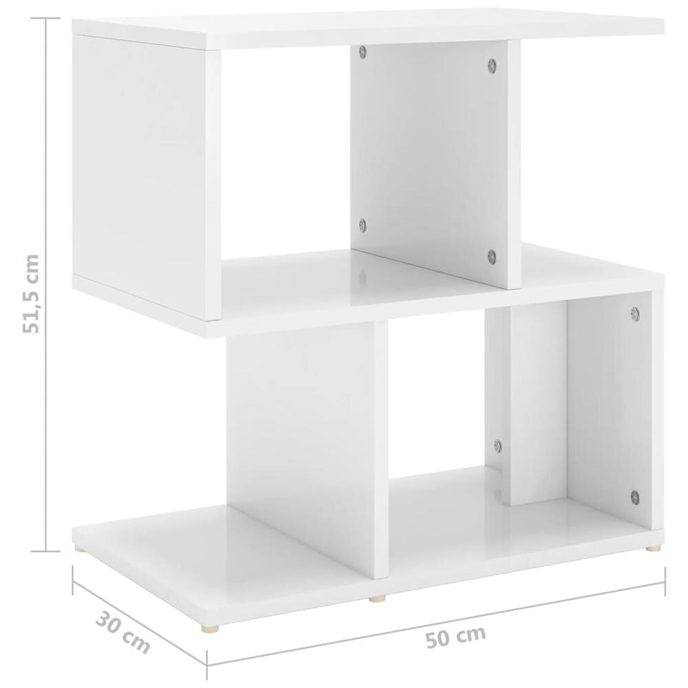 Comodino Bianco Lucido 50x30x51,5 cm in Legno Multistrato - Foto 9