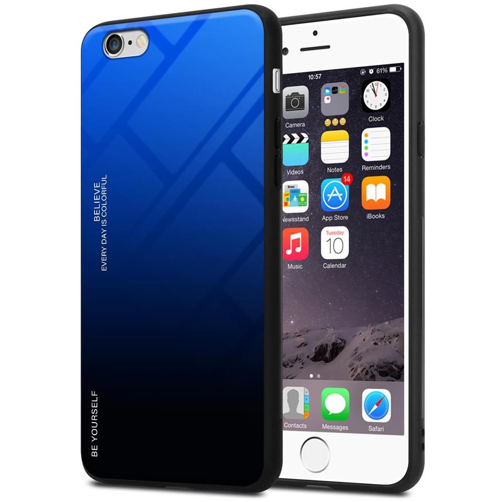 Custodia Compatibile Con Apple Iphone 6 / 6s In Blu - Nero - Coperchio Protettivo Bicolore In Vetro Temperato E Silicone Tpu - Foto 1