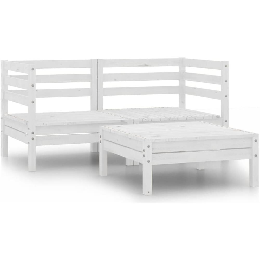 Set Divani Da Giardino 3 Pz Bianco In Legno Massello Di Pino - Foto 1