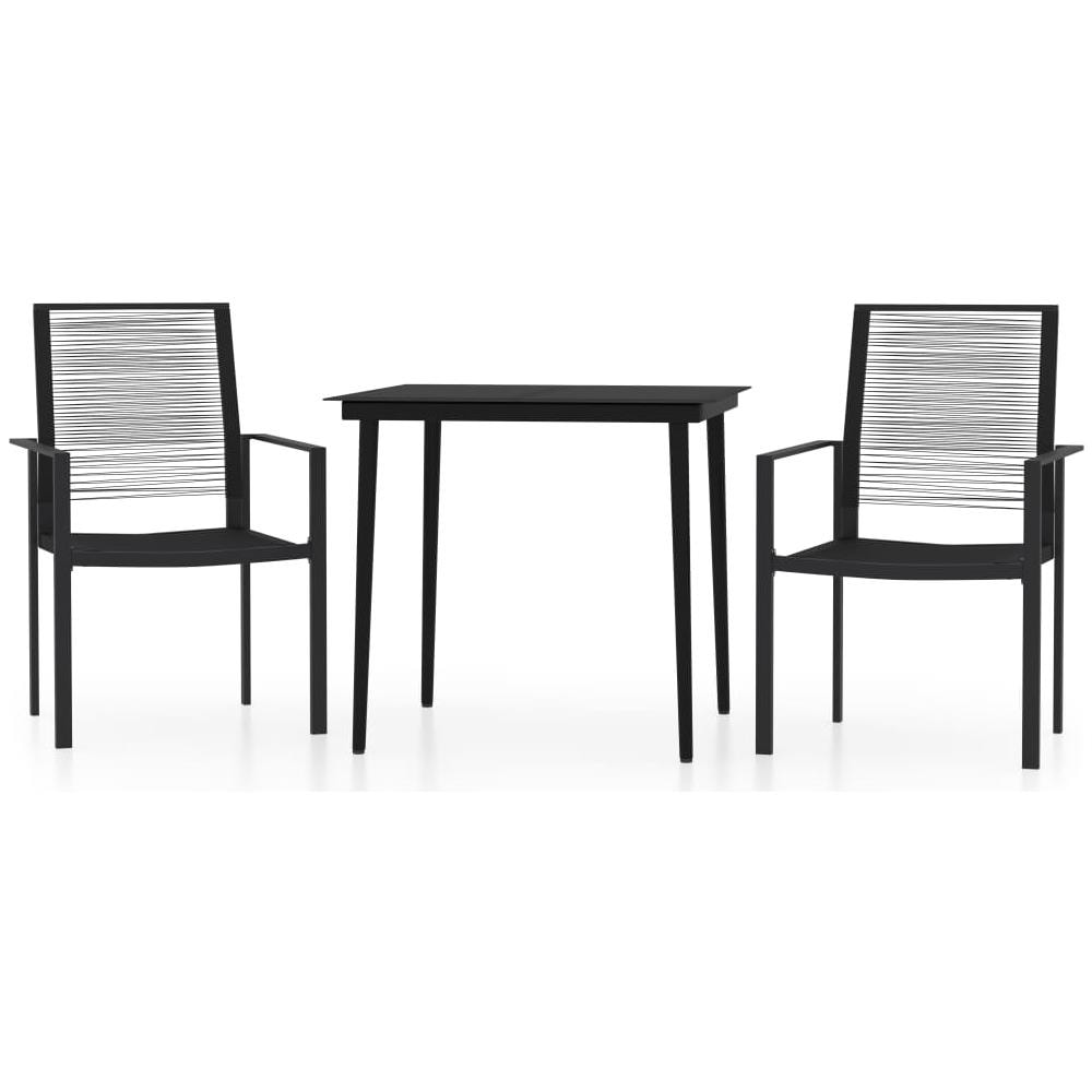 Set Mobili Da Pranzo Per Giardino 3 Pz Nero - Foto 2