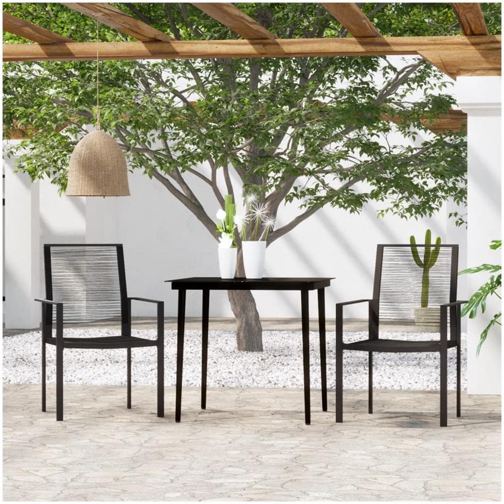 Set Mobili Da Pranzo Per Giardino 3 Pz Nero - Foto 1
