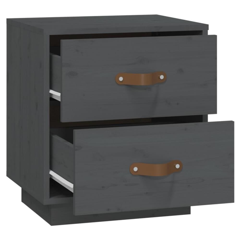Comodini Grigi 2 Pz 40x34x45 Cm In Legno Massello Di Pino - Foto 9