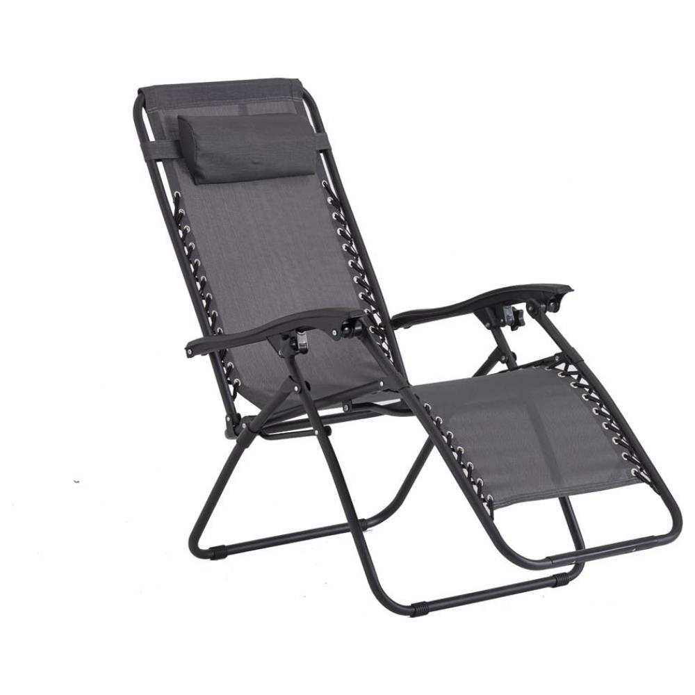 Sdraio Reclinabile Nera E Grigio Scuro Manihi - Foto 2