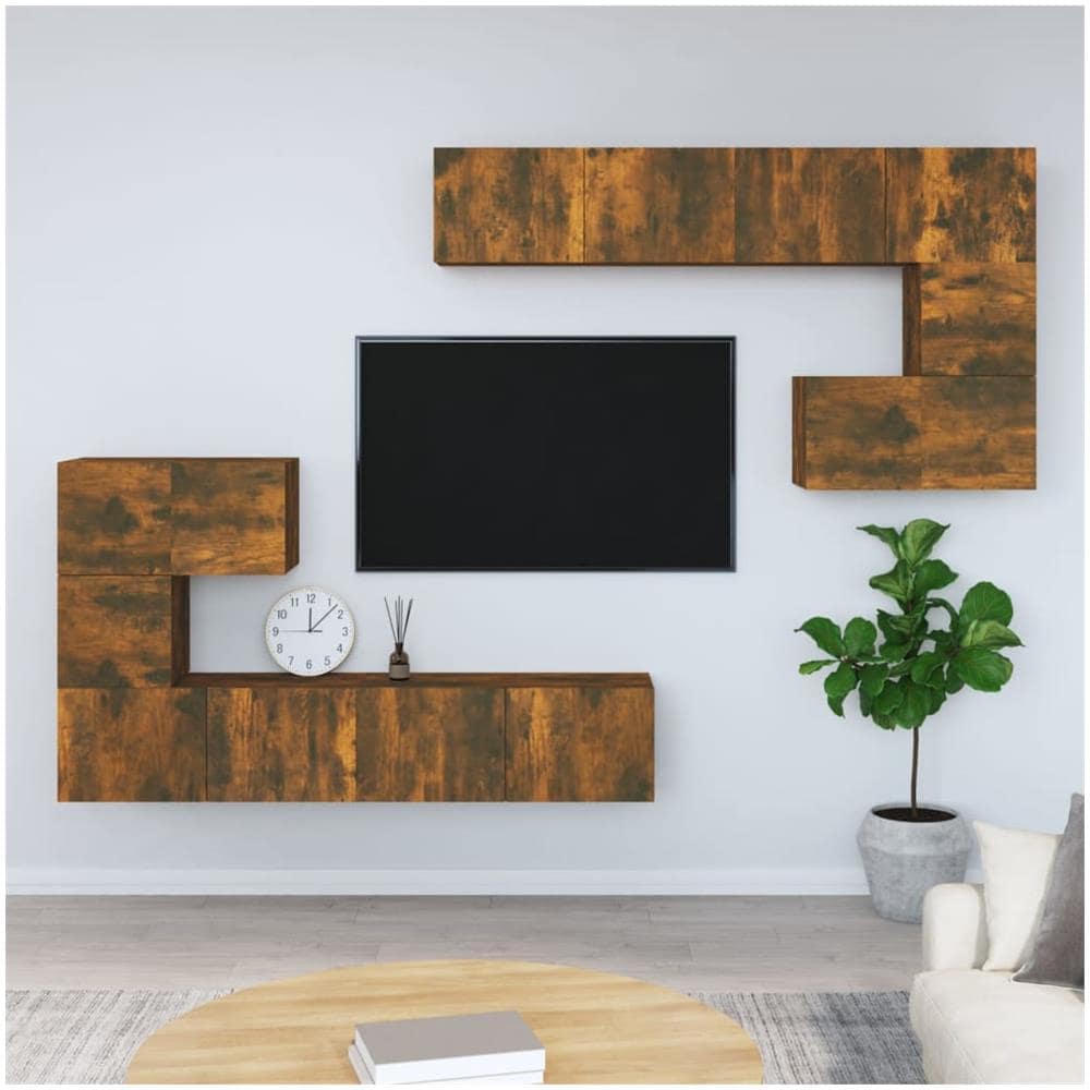 Mobile Porta Tv A Parete Rovere Fumo In Legno Multistrato - Foto 1