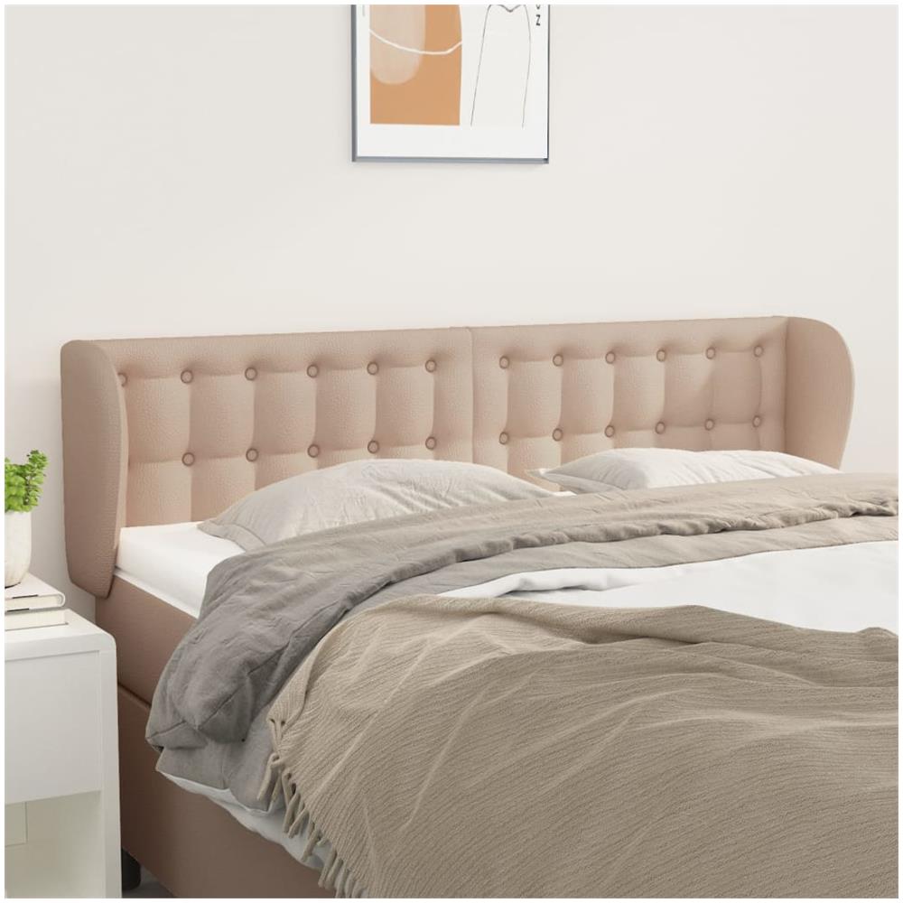 Testiera Ad Orecchio Cappuccino 147x23x78/88 Cm In Similpelle - Foto 1