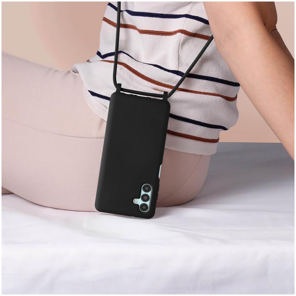 Cover Semirigida Per Samsung A04s / A13 5g Cordino Nylon Intrecciato 80 Cm Nera - Foto 2