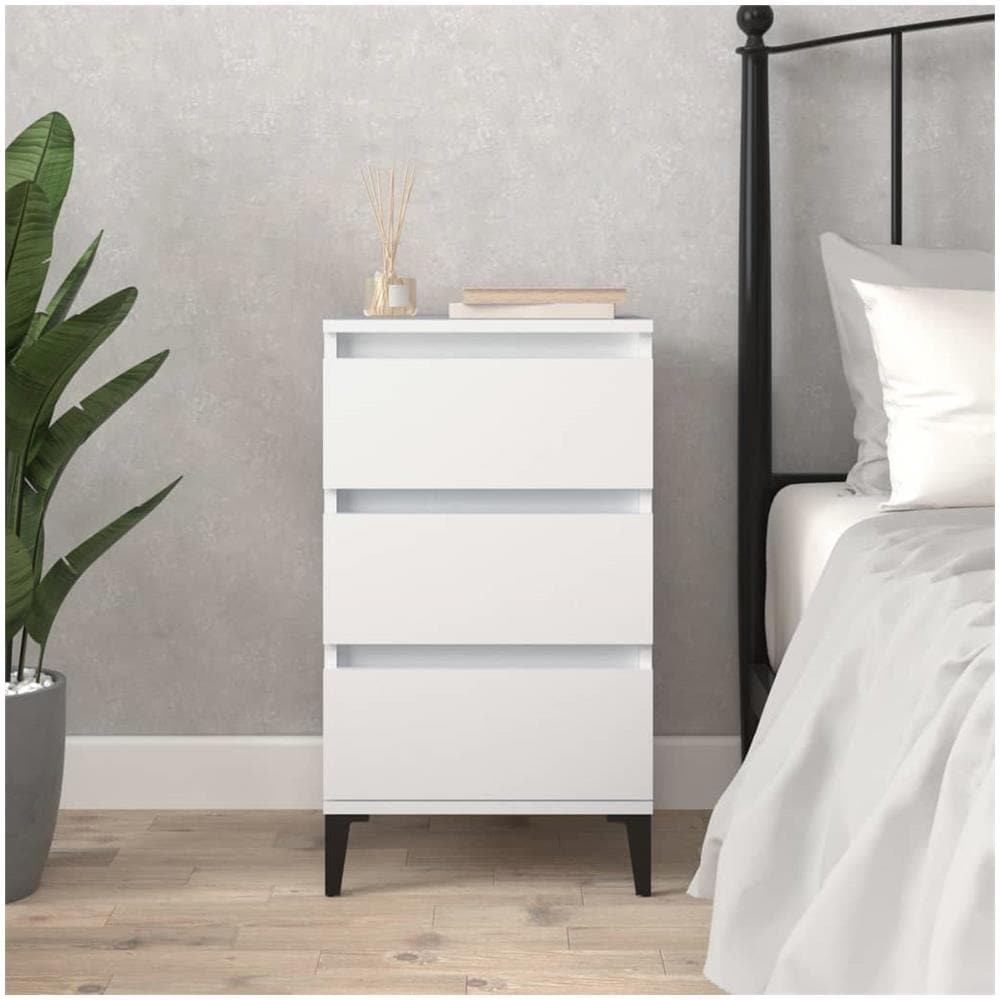 Comodino Bianco 40x35x70 Cm In Legno Multistrato - Foto 1