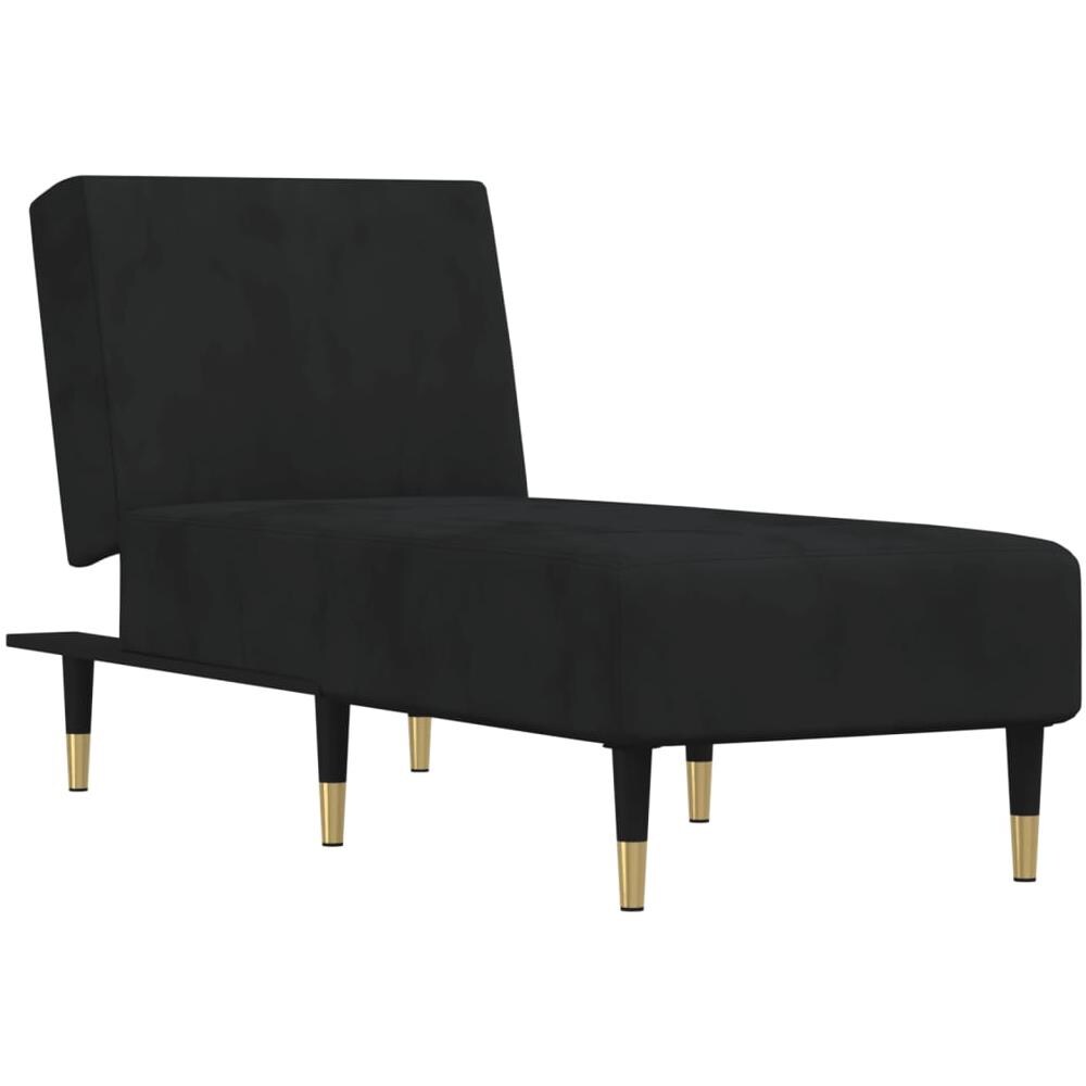 Chaise Longue In Velluto Nero - Foto 2