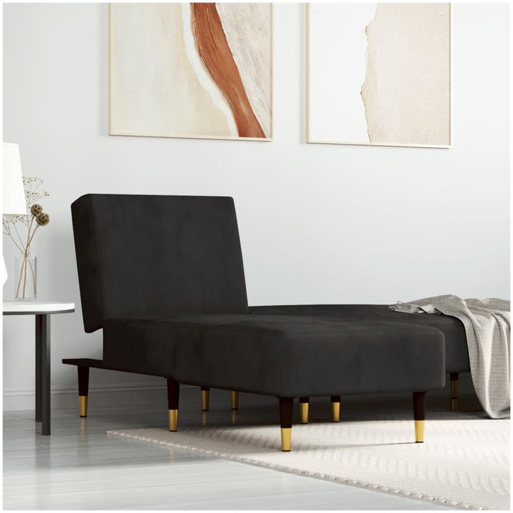 Chaise Longue In Velluto Nero - Foto 1