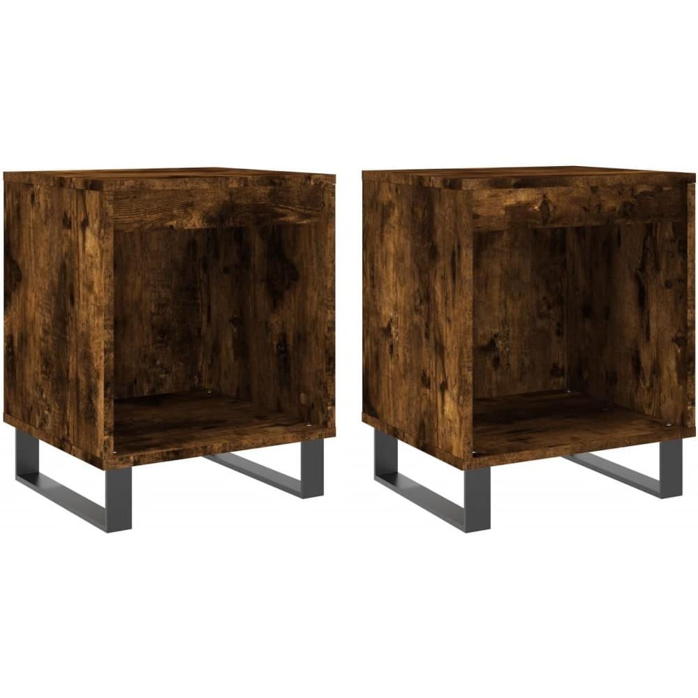 Comodini 2pz Rovere Fumo 40x35x50 Cm In Legno Multistrato - Foto 2