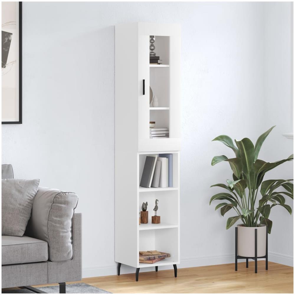 Credenza Bianca 34,5x34x180 Cm In Legno Multistrato - Foto 1