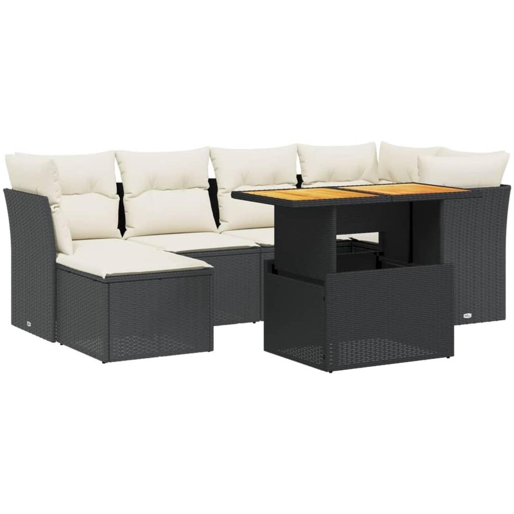 Set Divani da Giardino con Cuscini 7pz Nero Polyrattan - Foto 1