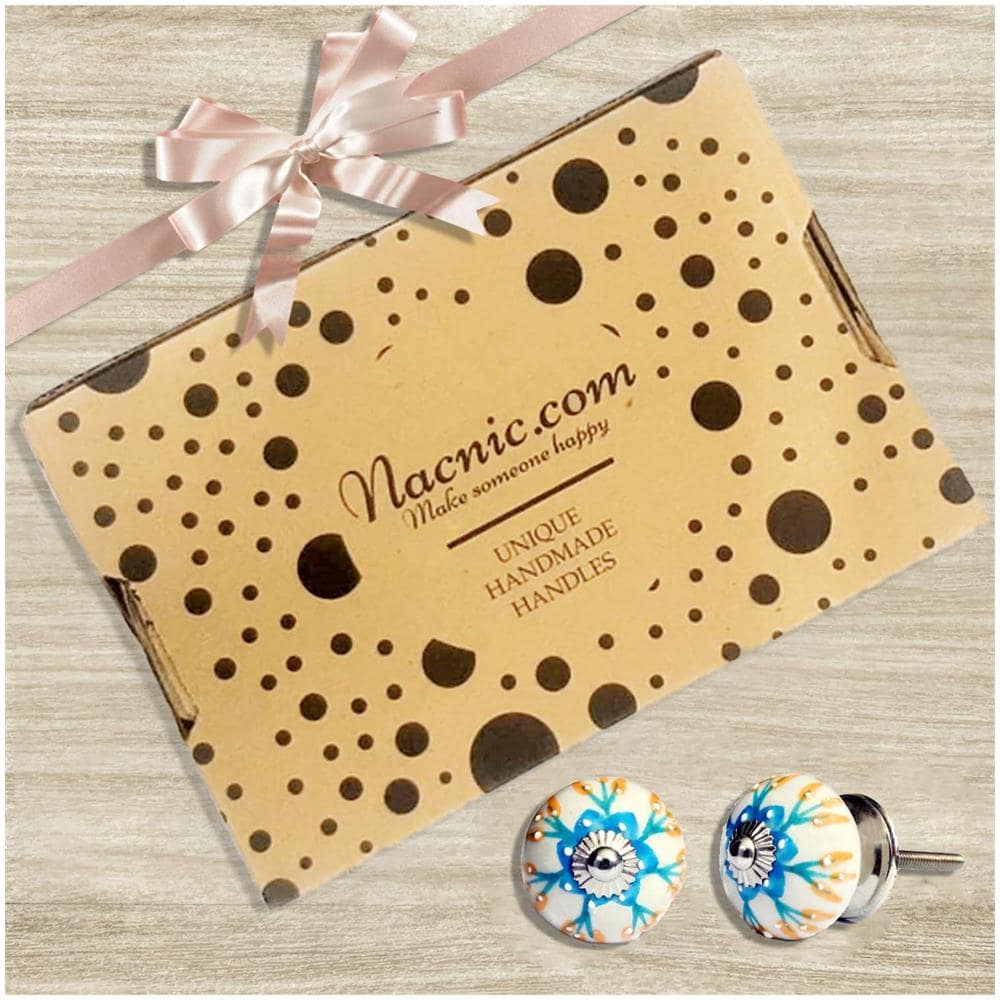 Set Di 40 Pomelli In Ceramica Colori Classici Floreali Maniglie Artigianali Per Armadi, Cassetti, Cassettiere E Appendiabiti Diametro 40 Mm - Foto 2