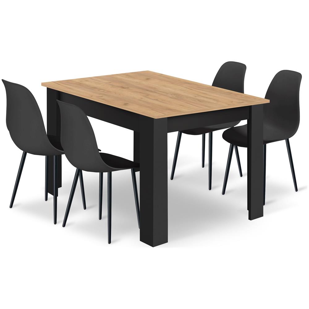 Tavolo artigianale con 4 sedie nere WAT - Set da pranzo moderno NP - Foto 1