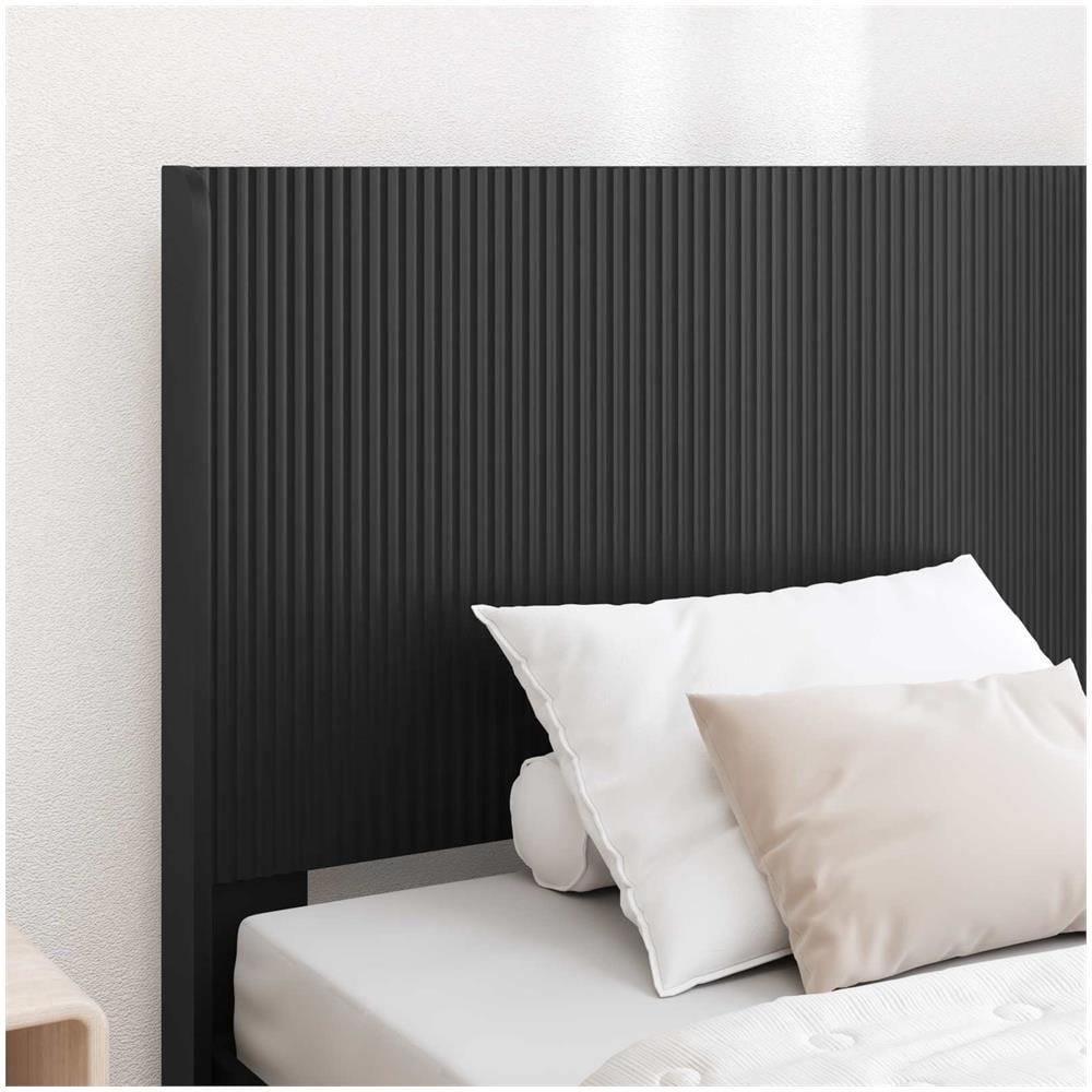 Struttura del letto con stoccaggio e testata Nero 75 x 190 cm - Foto 2