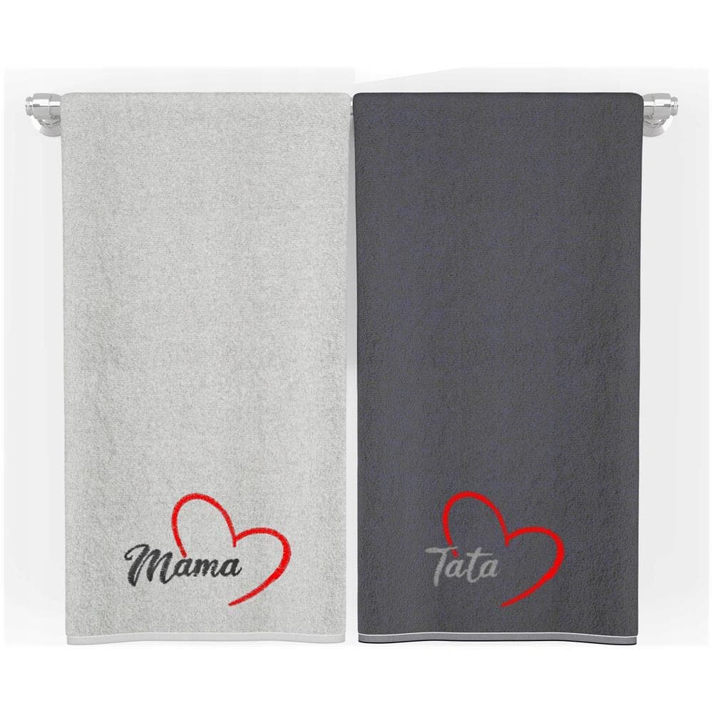 Set di asciugamani da bagno - 70x140 cm - Grigio cenere-grafite - Morbidi e ricamati, ideali come regalo - Foto 2