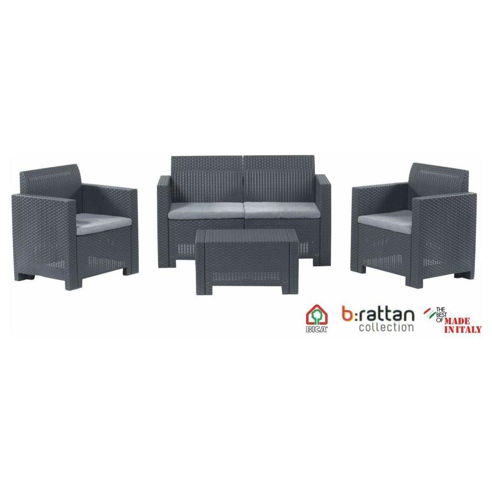 Salotto Giardino 4 Posti Nebraska In Polipropilene Rattan Colore White - Foto 2