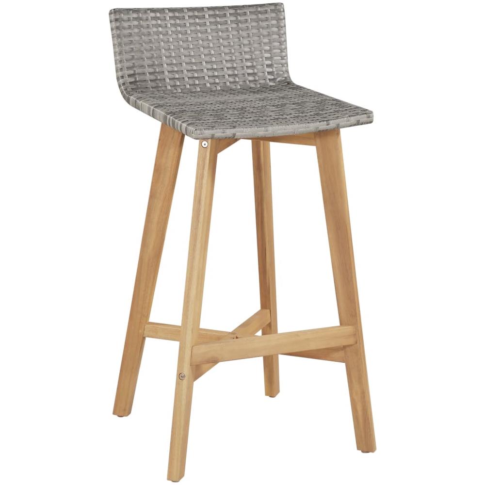 Sgabelli 2 Pz Polyrattan E Legno Massello D'acacia 40x45x90 Cm - Foto 2