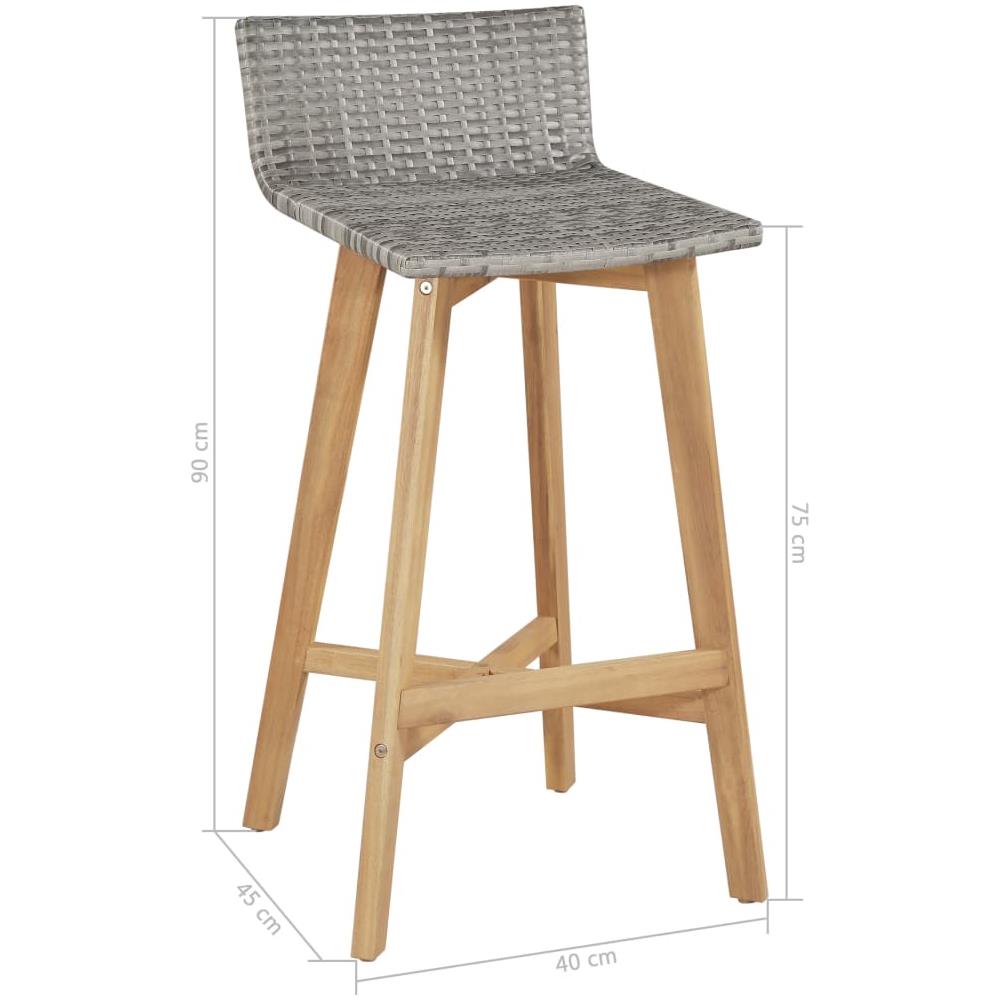 Sgabelli 2 Pz Polyrattan E Legno Massello D'acacia 40x45x90 Cm - Foto 5