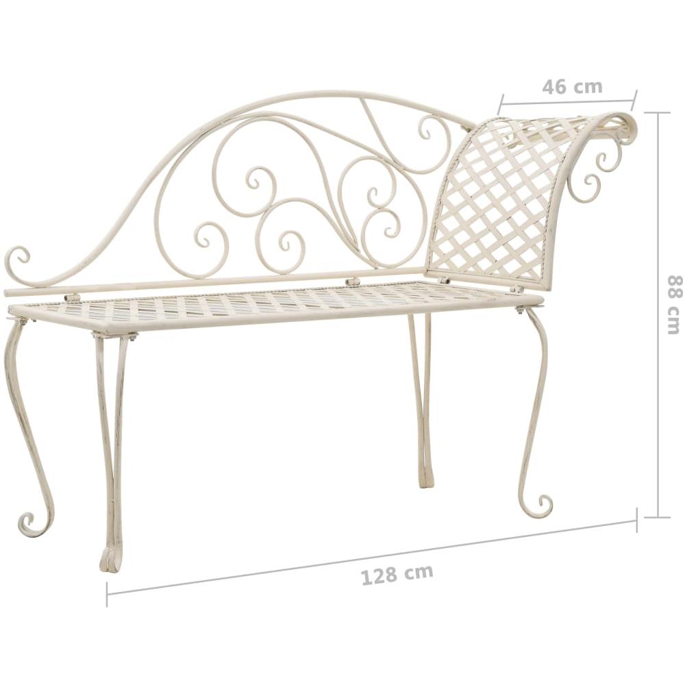 Sdraio da Giardino 128 cm in Metallo Anticato Bianco - Foto 6