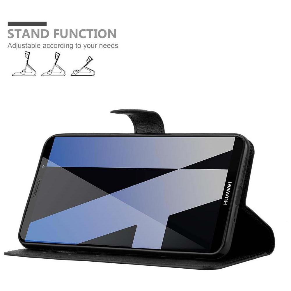 Custodia Compatibile Con Huawei Mate 10 Pro In Nero Carbone - Coperchio Protettiva Con Chiusura Magnetica, Funzione Stand E Tasca Per Le Carte - Foto 6