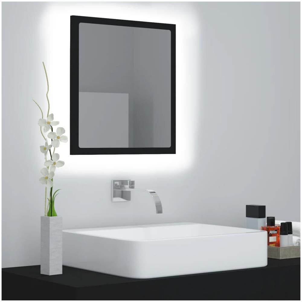 Specchio da Bagno a LED Nero 40x8,5x37 cm in Acrilico - Foto 1