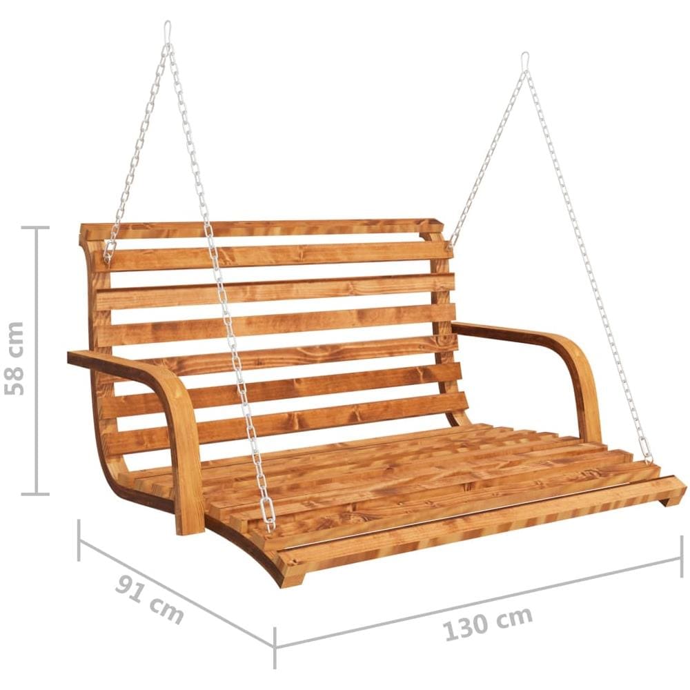 Panca a Dondolo in Legno Ricurvo Finitura Teak 126x63x92 cm - Foto 5