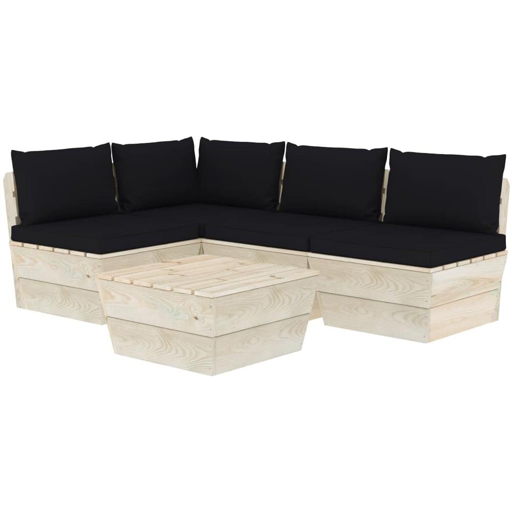 Set Divani da Giardino su Pallet 5 pz con Cuscini Legno Abete - Foto 1