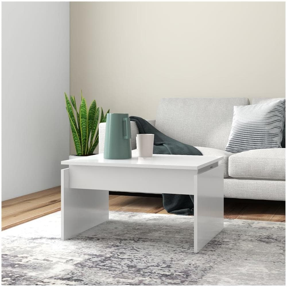 Tavolino da Salotto Bianco 68x50x38 cm Legno Multistrato - Foto 1