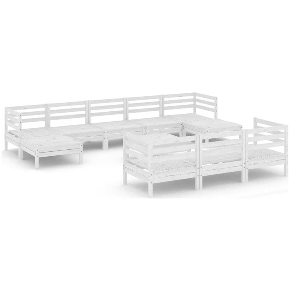 Set Divani Da Giardino 11 Pz Bianco In Legno Massello Di Pino - Foto 1