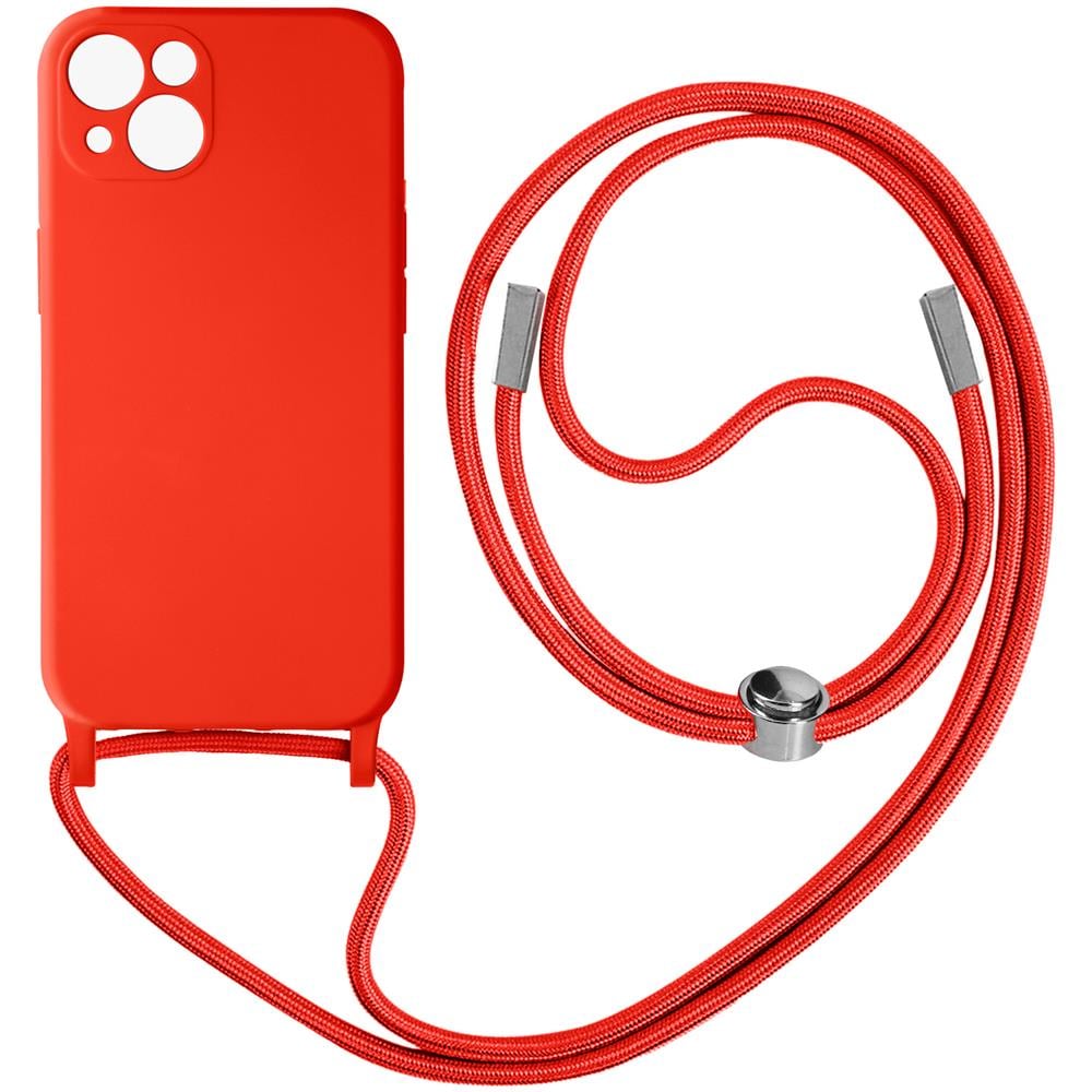 Cover Semirigida Per Iphone 13 Cordino Nylon Intrecciato 80 Cm Rossa - Foto 1