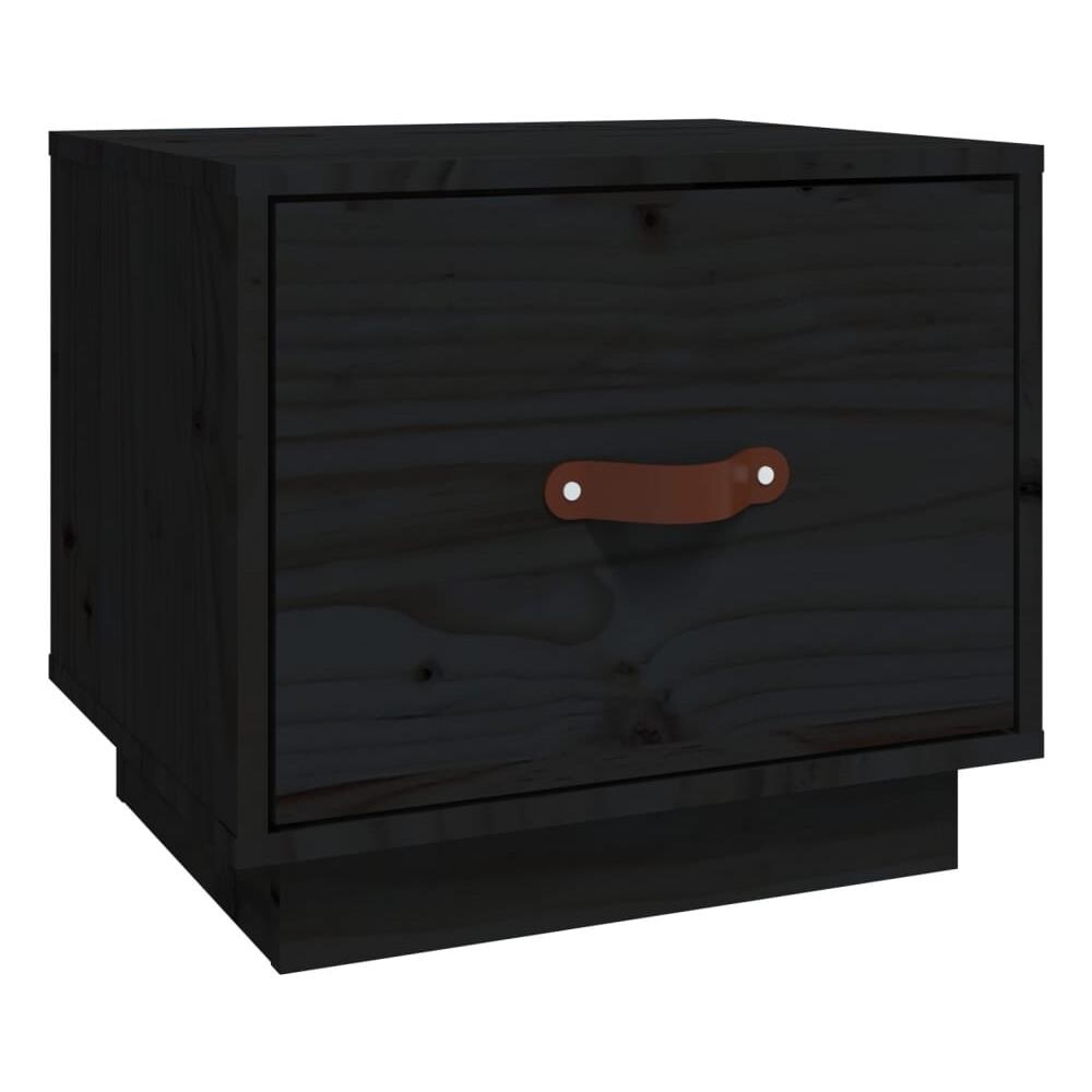 Comodino Nero 40x34x35 Cm In Legno Massello Di Pino - Foto 2