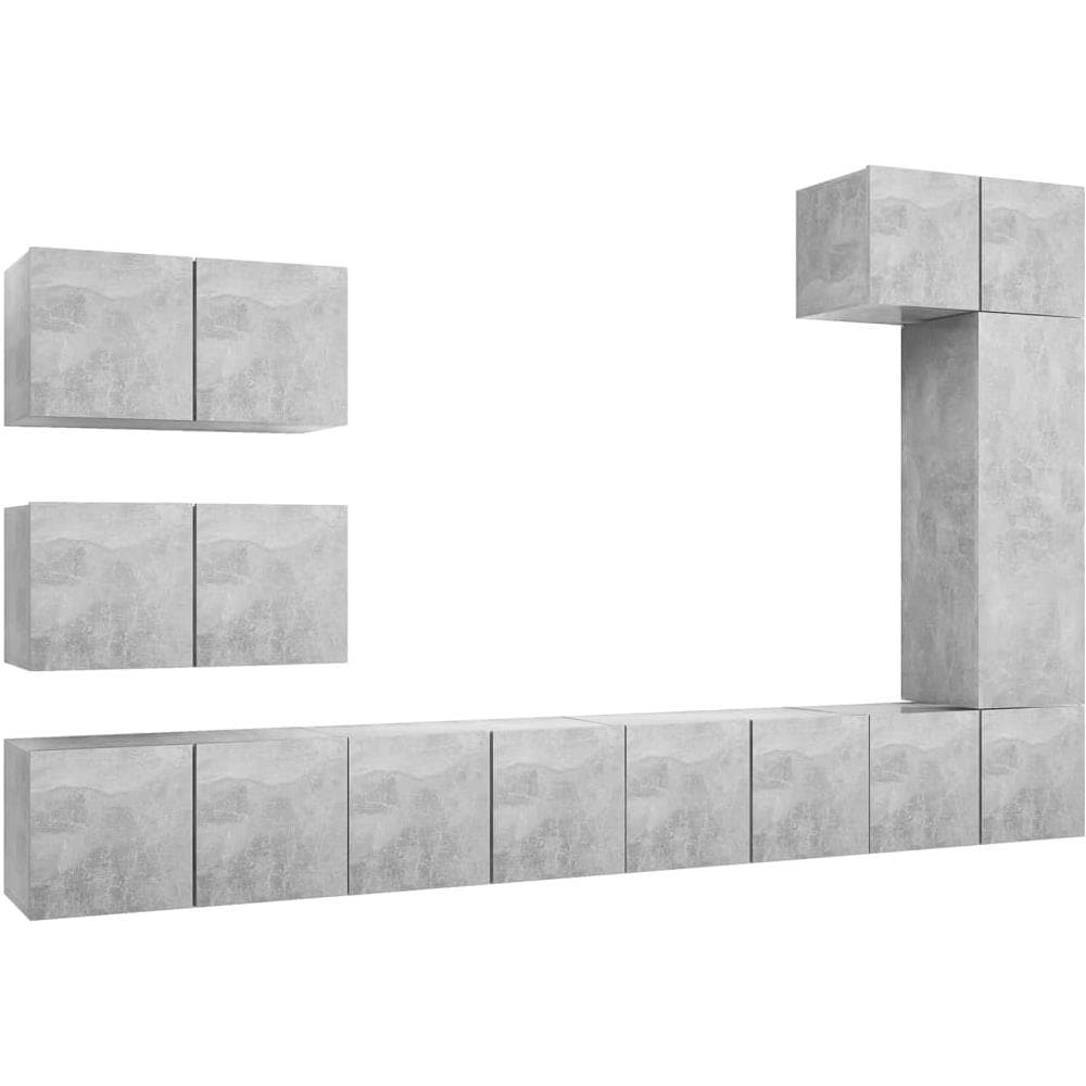 Set Porta Tv 8 Pz Grigio Cemento In Truciolato - Foto 2