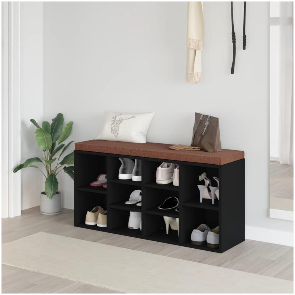 Scarpiera Nera 103x30x48 Cm In Legno Multistrato - Foto 1