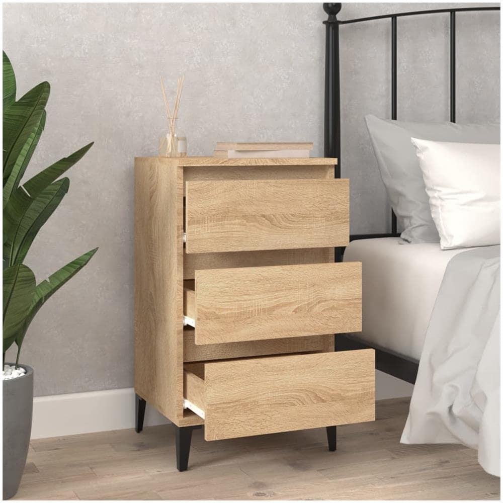 Comodino Rovere Sonoma 40x35x70 Cm In Legno Multistrato - Foto 3