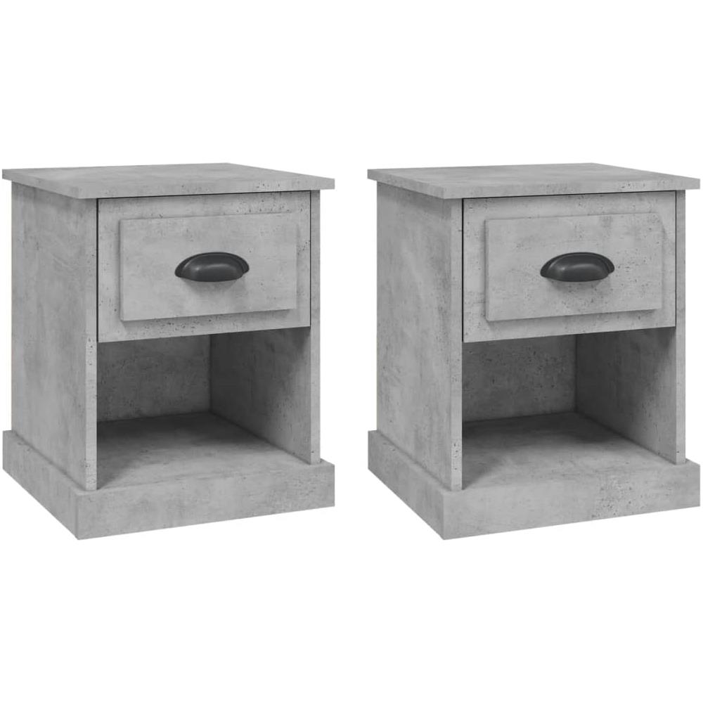 Comodini 2 Pz Grigio Cemento 39x39x47,5 Cm In Legno Multistrato - Foto 2