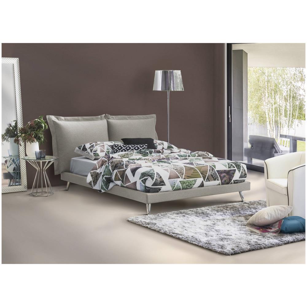 Letto Matrimoniale Ludovica, Letto Fisso In Tessuto Con Piedini, 100% Made In Italy, Adatto Per Materasso 160x190 Cm, Grigio - Foto 2