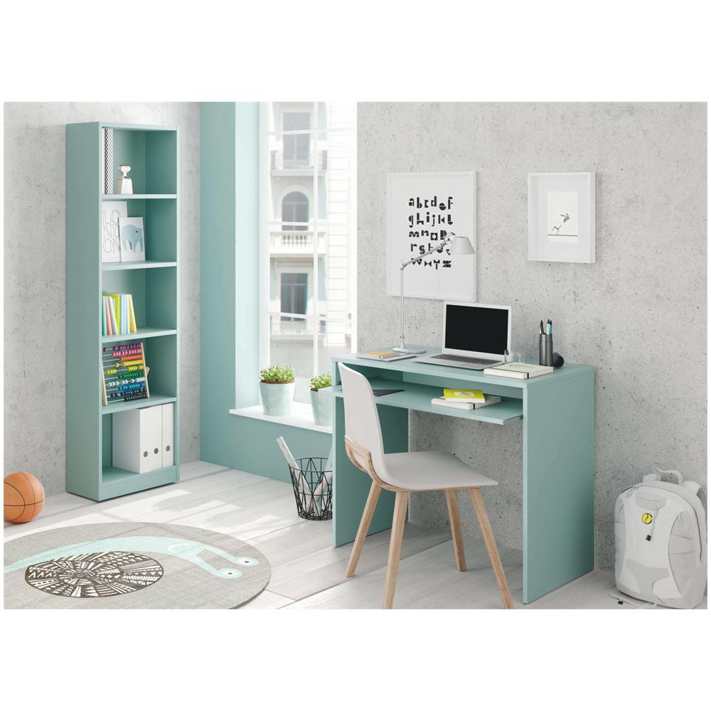 Libreria Pomona, Mobile Portalibri Alta A 5 Ripiani, Scaffale Da Ufficio O Cameretta, Scaffale Moderno Con Scomparti, 52x25h80 Cm, Verde Acqua - Foto 1