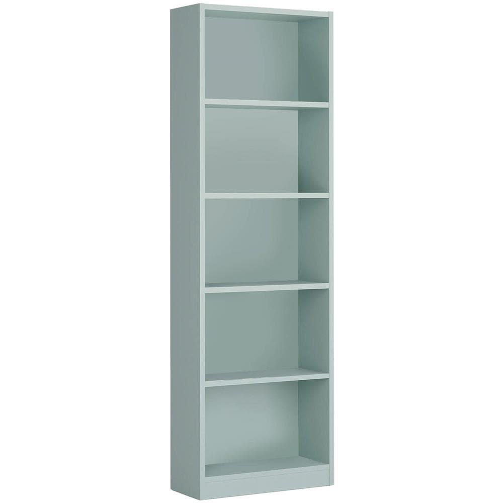 Libreria Pomona, Mobile Portalibri Alta A 5 Ripiani, Scaffale Da Ufficio O Cameretta, Scaffale Moderno Con Scomparti, 52x25h80 Cm, Verde Acqua - Foto 2