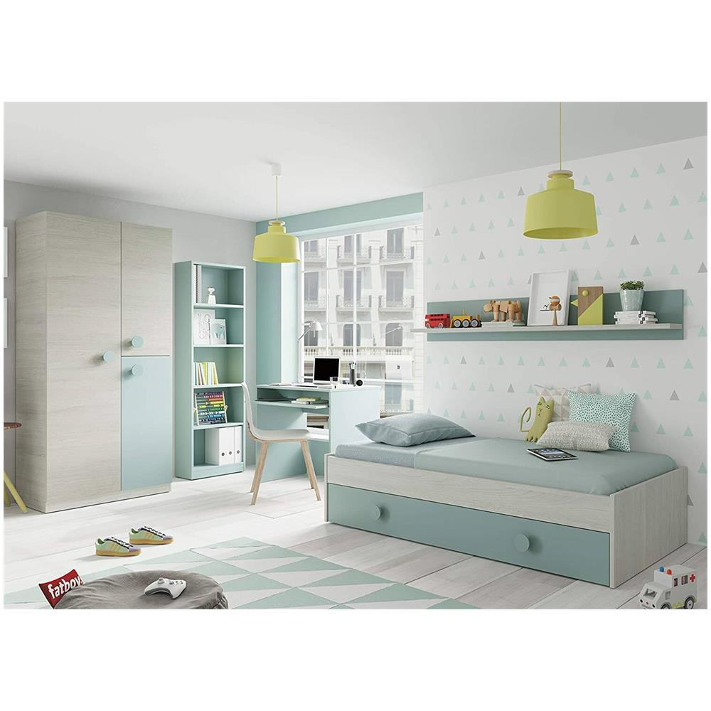 Libreria Pomona, Mobile Portalibri Alta A 5 Ripiani, Scaffale Da Ufficio O Cameretta, Scaffale Moderno Con Scomparti, 52x25h80 Cm, Verde Acqua - Foto 4