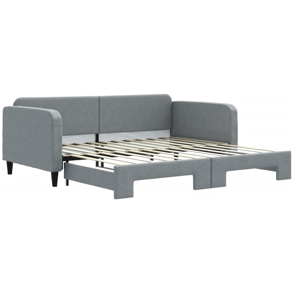 Divano Letto Con Letto Estraibile Grigio Chiaro 100x200 Tessuto - Foto 2