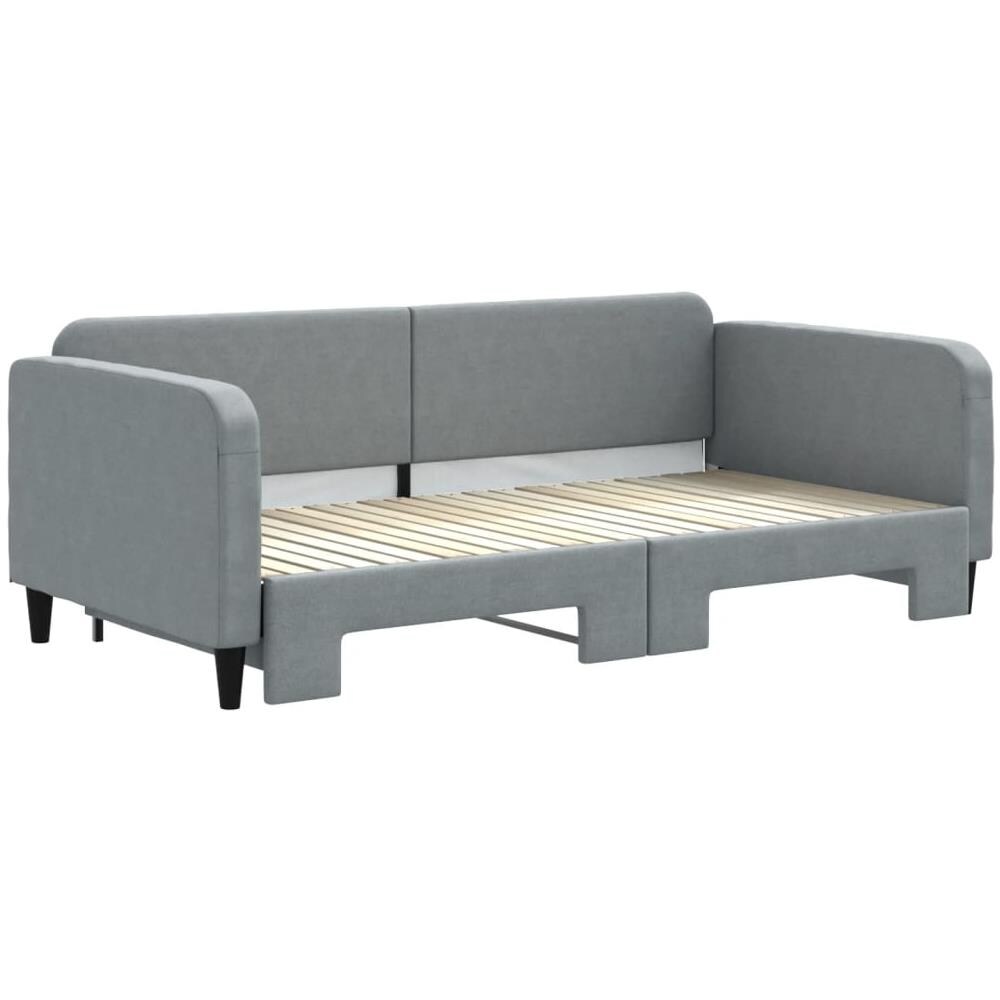 Divano Letto Con Letto Estraibile Grigio Chiaro 100x200 Tessuto - Foto 3