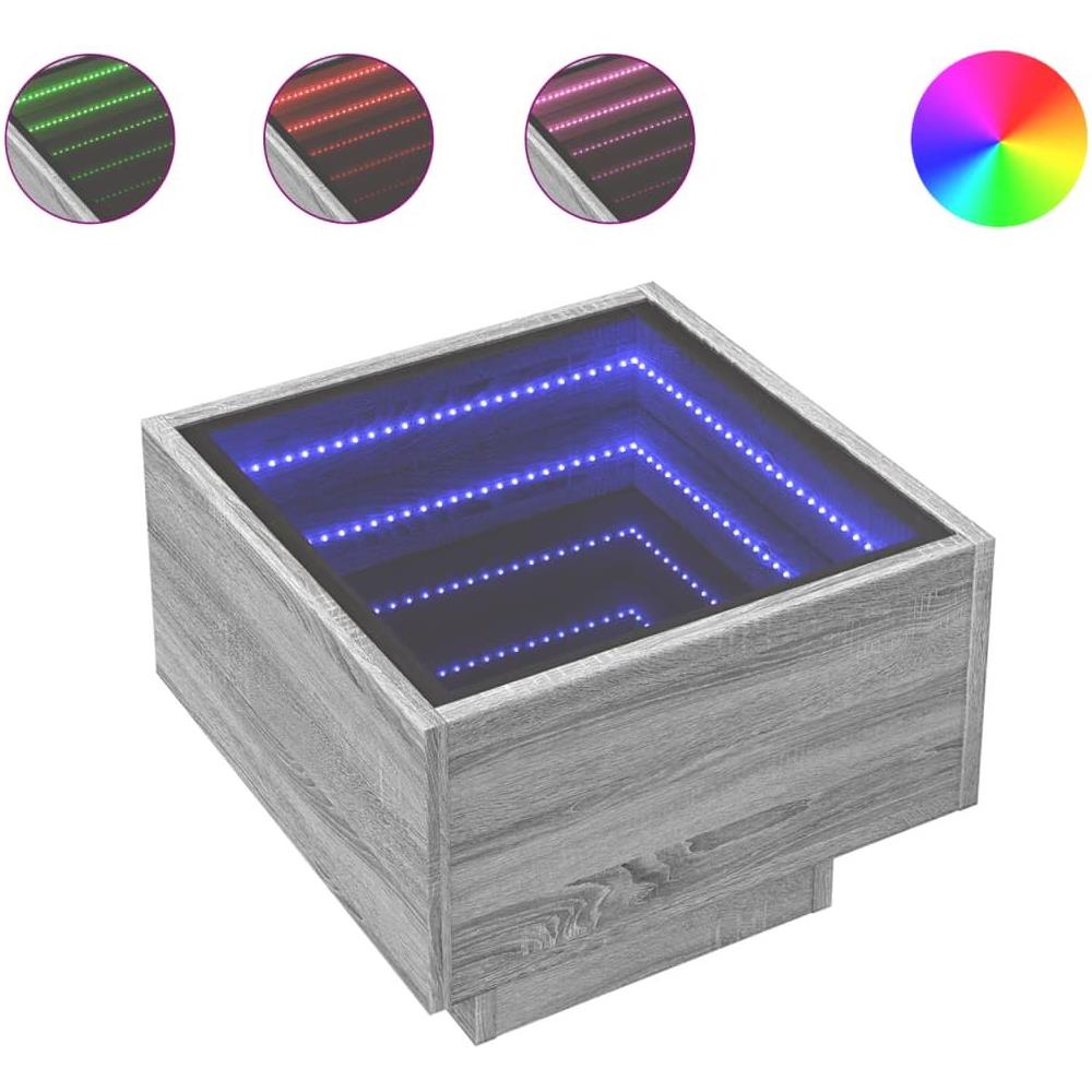 Tavolino con LED Grigio Sonoma 40x40x30 cm in Legno Multistrato - Foto 1