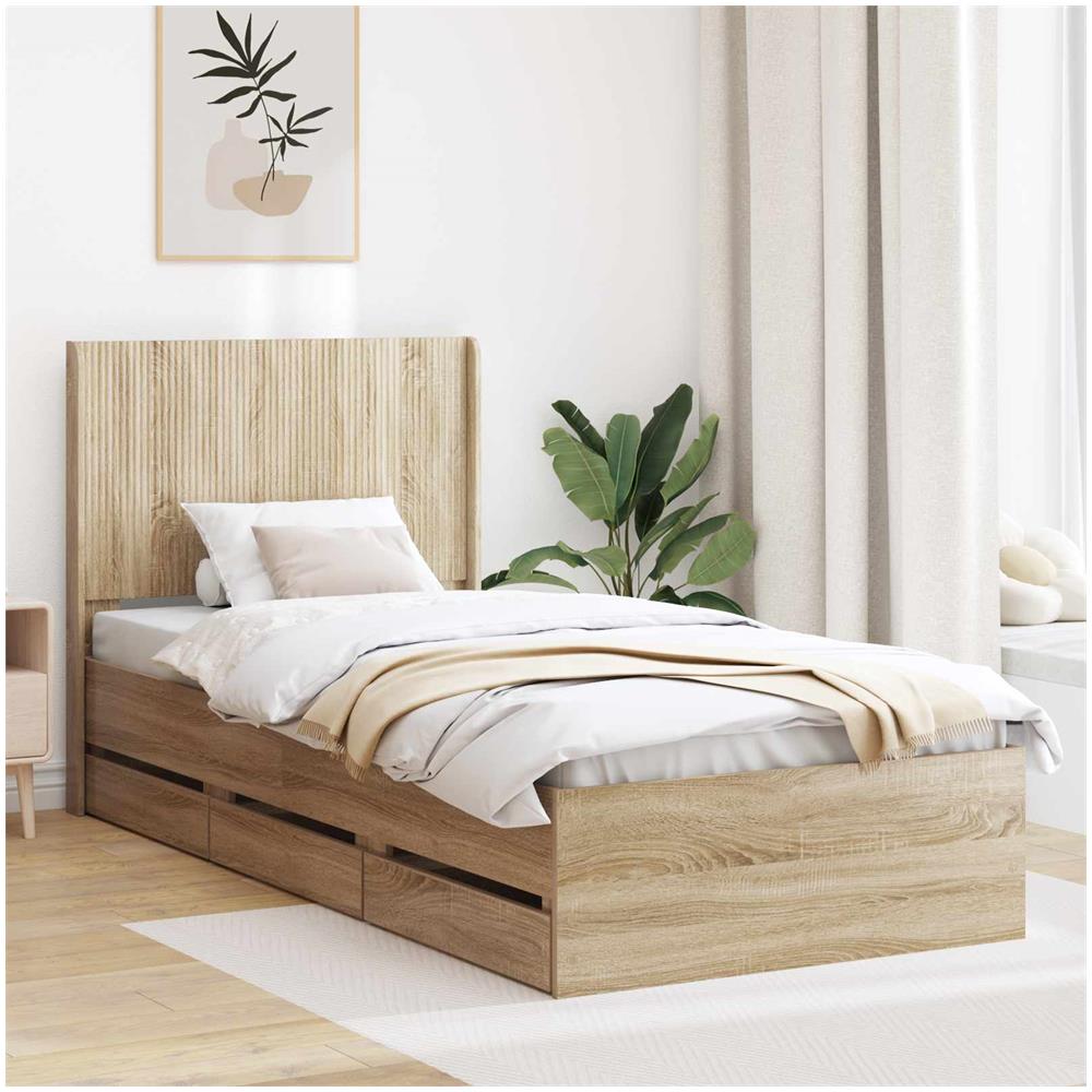 Struttura del letto con stoccaggio e testata Rovere Sonoma - Foto 1