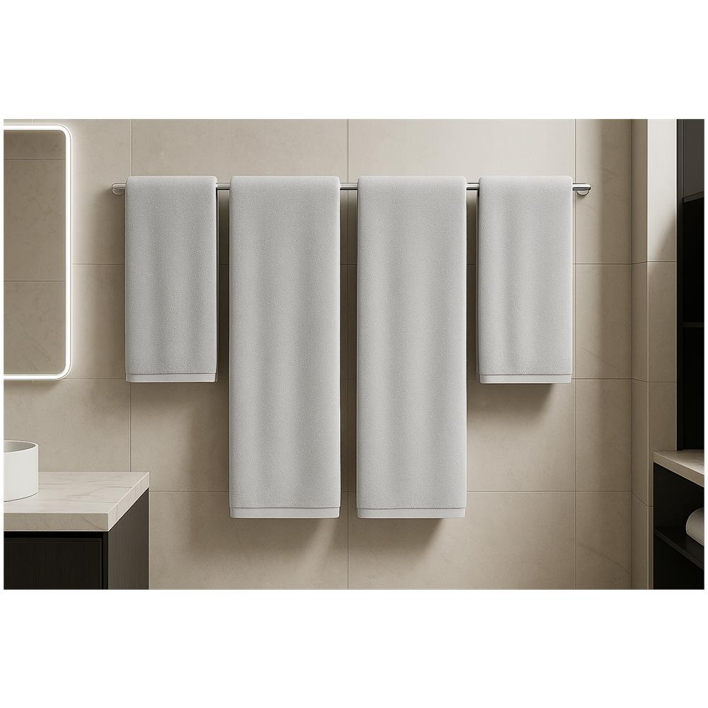 Set di asciugamani DIANA 2+2 - 50x90 cm + 70x140 cm - Grigio chiaro - 100% cotone - Design elegante - Foto 1